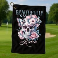 Beautifully Broken Funny Distressed Meme Christian Quote Golf Towel thumb 1