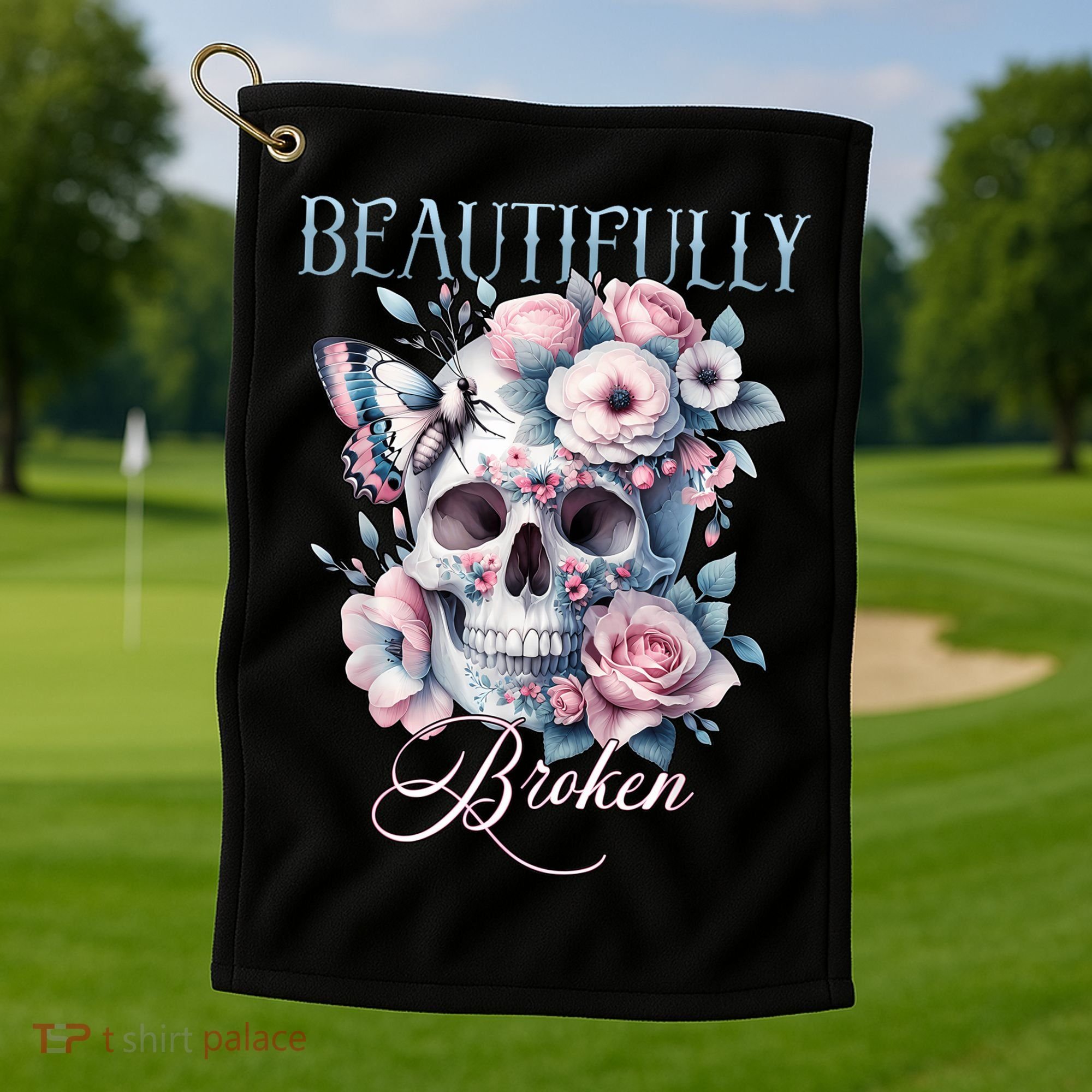 Beautifully Broken Funny Distressed Meme Christian Quote Golf Towel