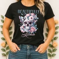 Beautifully Broken Funny Distressed Meme Christian Quote Women's T-Shirt thumb 2