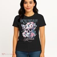 Beautifully Broken Funny Distressed Meme Christian Quote Women's T-Shirt thumb 4