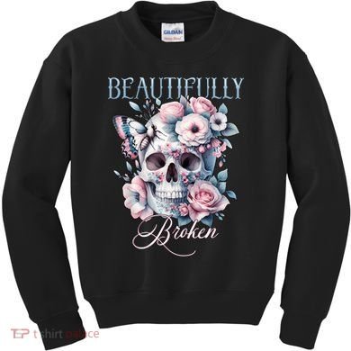 Beautifully Broken Funny Distressed Meme Christian Quote Kids Sweatshirt