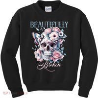Beautifully Broken Funny Distressed Meme Christian Quote Kids Sweatshirt thumb 0