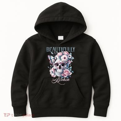 Beautifully Broken Funny Distressed Meme Christian Quote Kids Hoodie