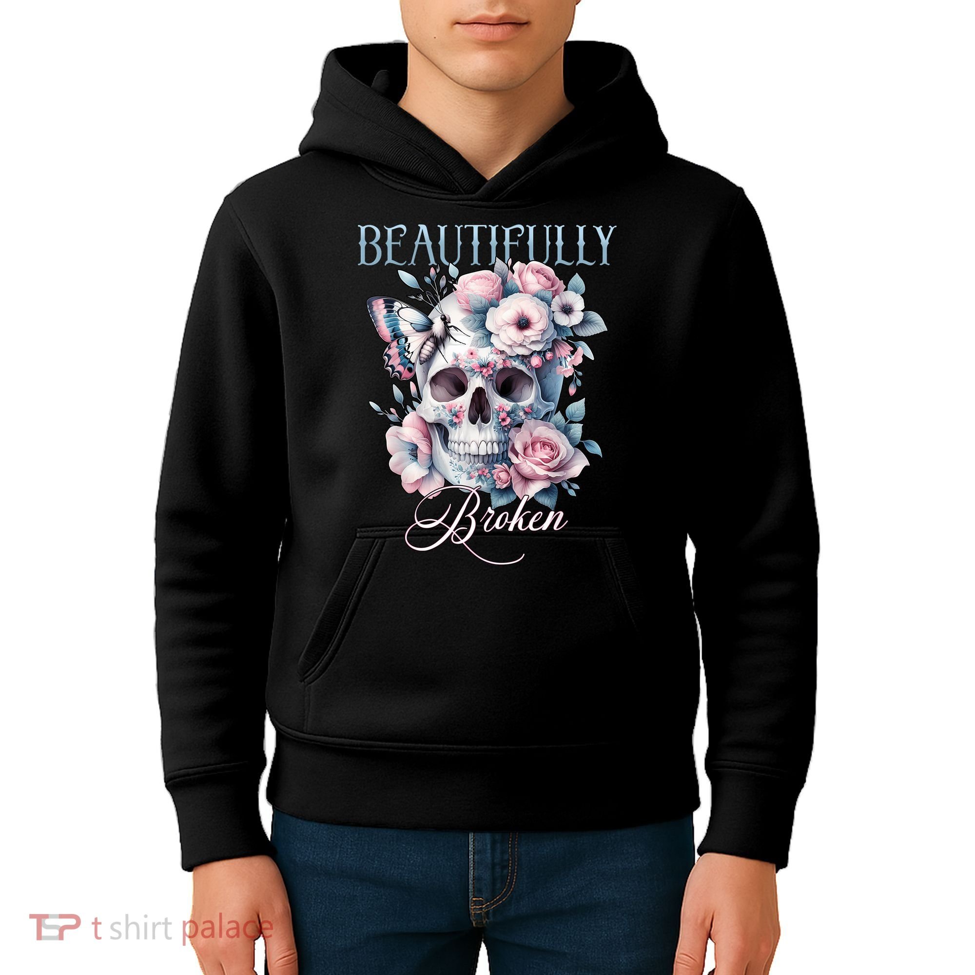 Beautifully Broken Funny Distressed Meme Christian Quote Kids Hoodie