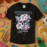 Beautifully Broken Funny Distressed Meme Christian Quote Kids T-Shirt thumb 3