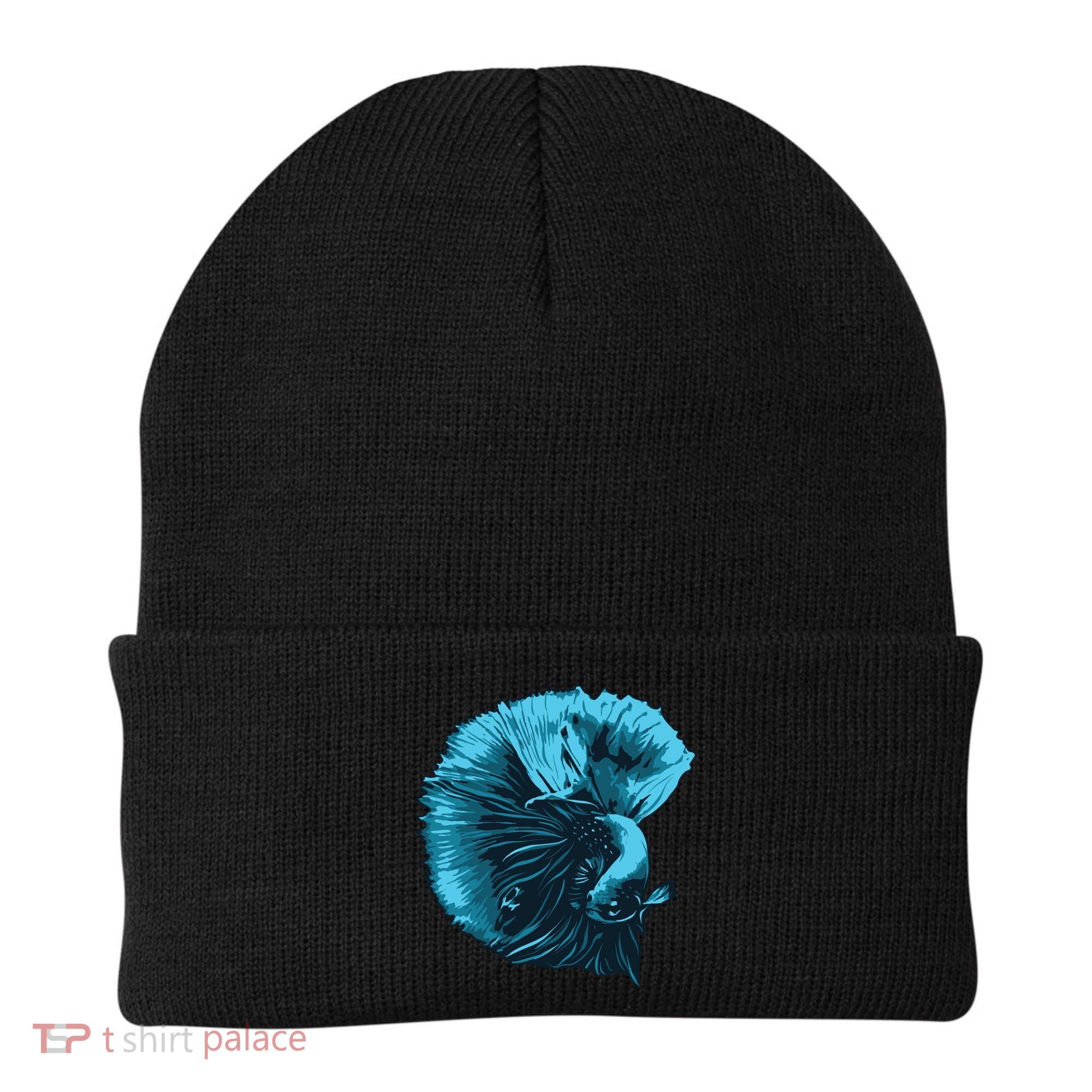 Blue Betta Fish And Siamese Fighting Fish Aquarium Owner Funny Gift Beanie