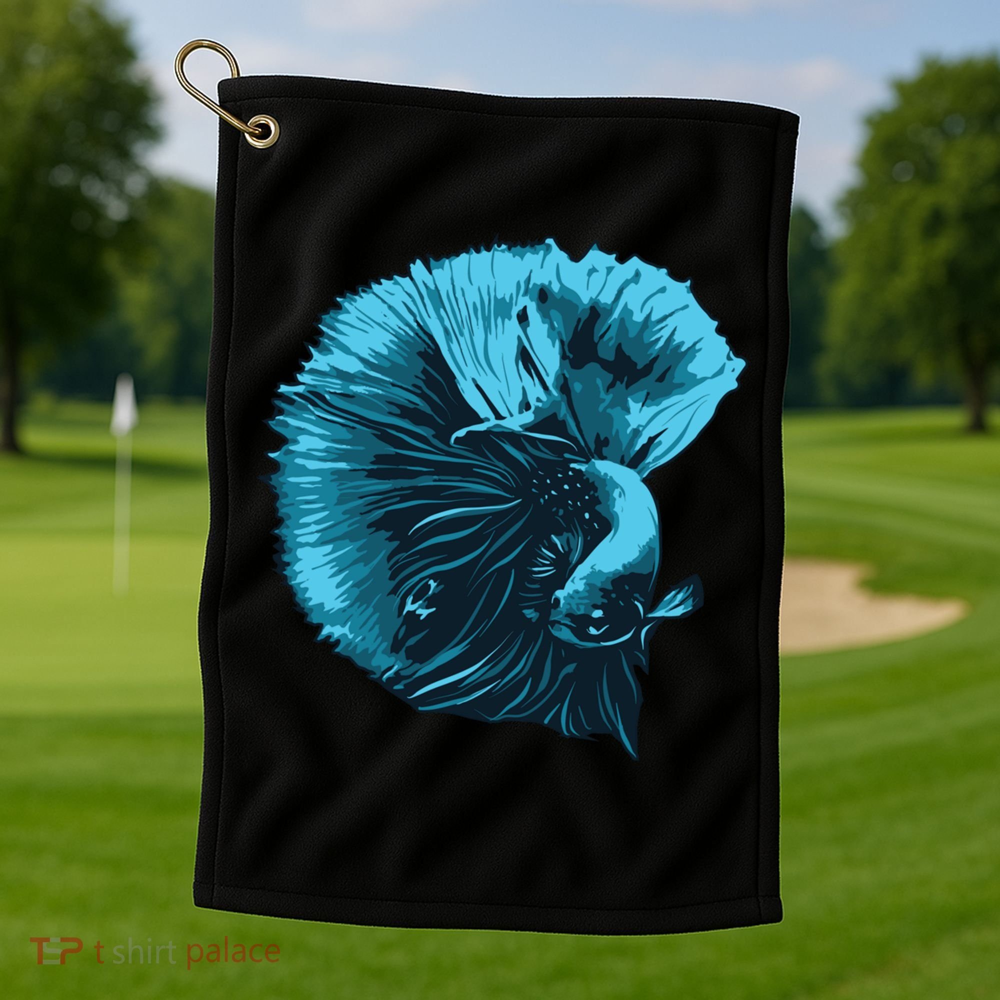 Blue Betta Fish And Siamese Fighting Fish Aquarium Owner Funny Gift Golf Towel