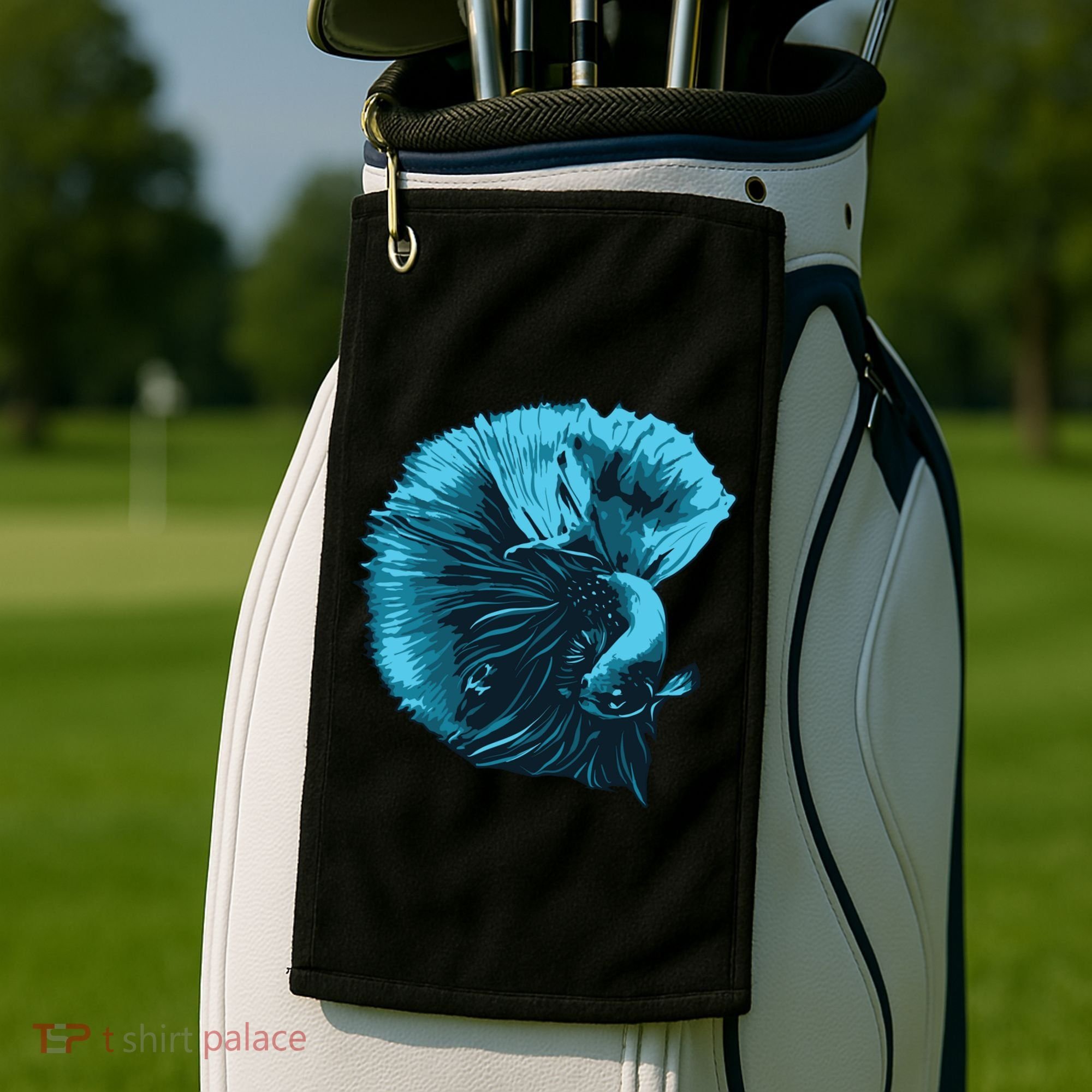 Blue Betta Fish And Siamese Fighting Fish Aquarium Owner Funny Gift Golf Towel
