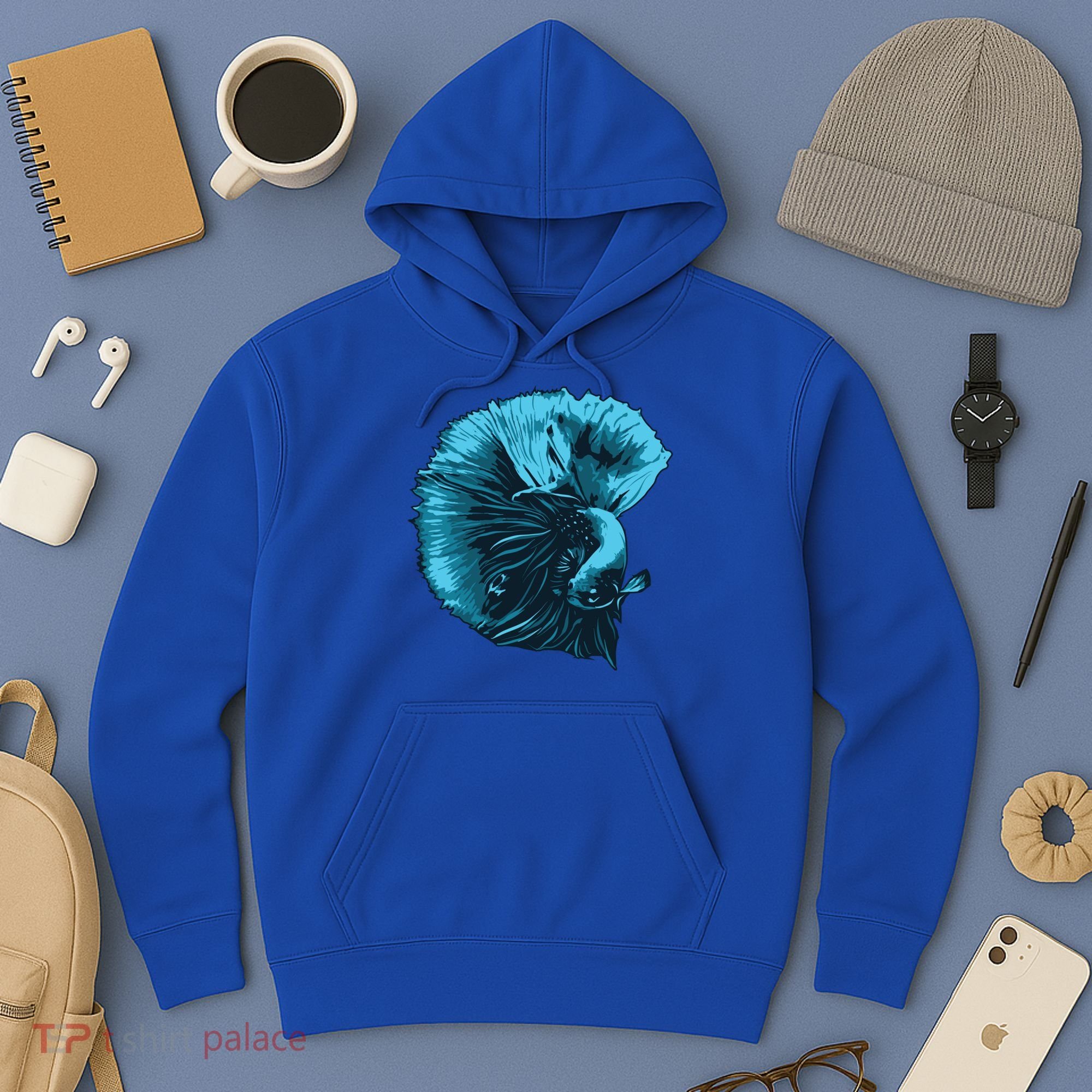 Blue Betta Fish And Siamese Fighting Fish Aquarium Owner Funny Gift Hoodie