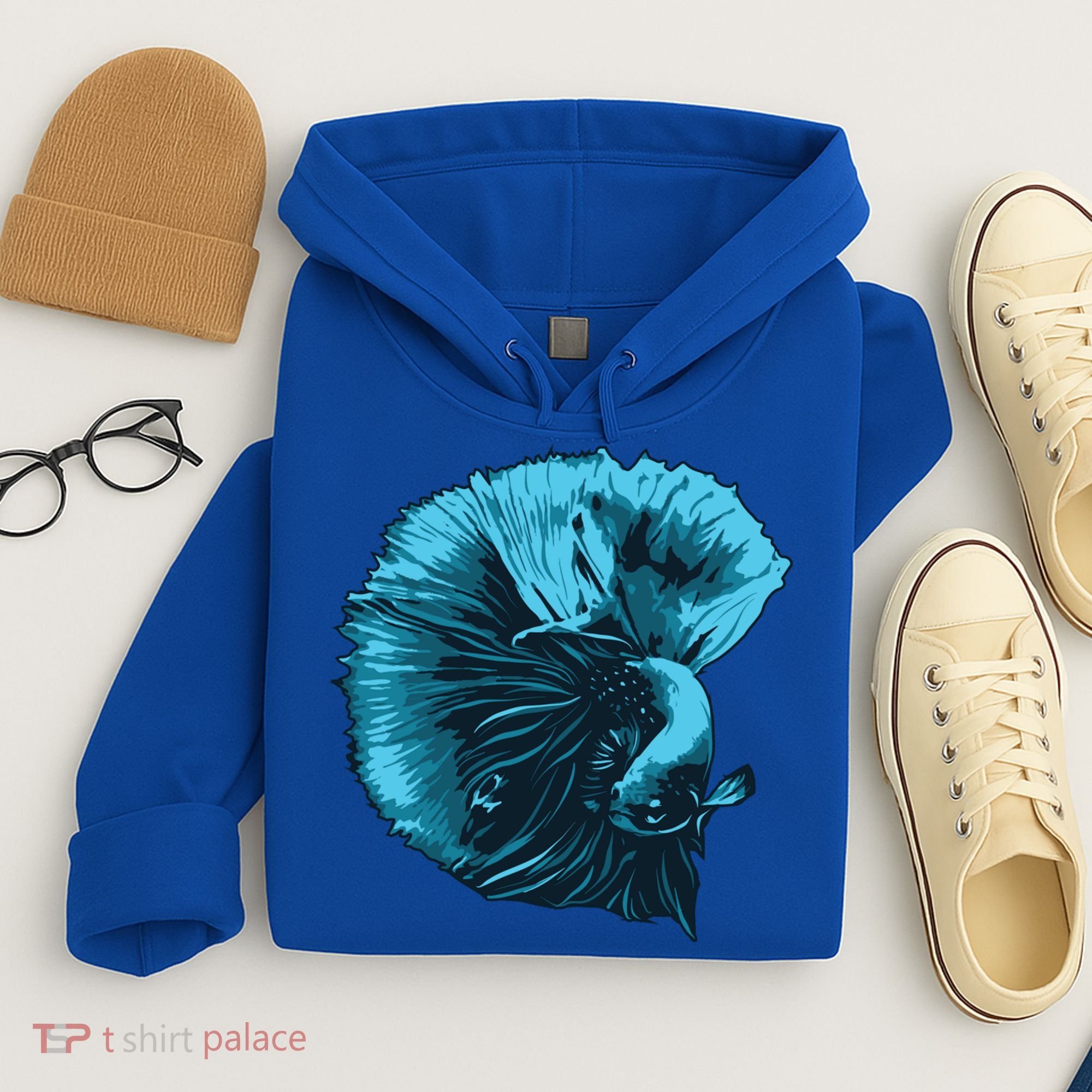 Blue Betta Fish And Siamese Fighting Fish Aquarium Owner Funny Gift Hoodie