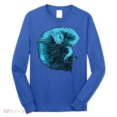 Blue Betta Fish And Siamese Fighting Fish Aquarium Owner Funny Gift Long Sleeve Shirt