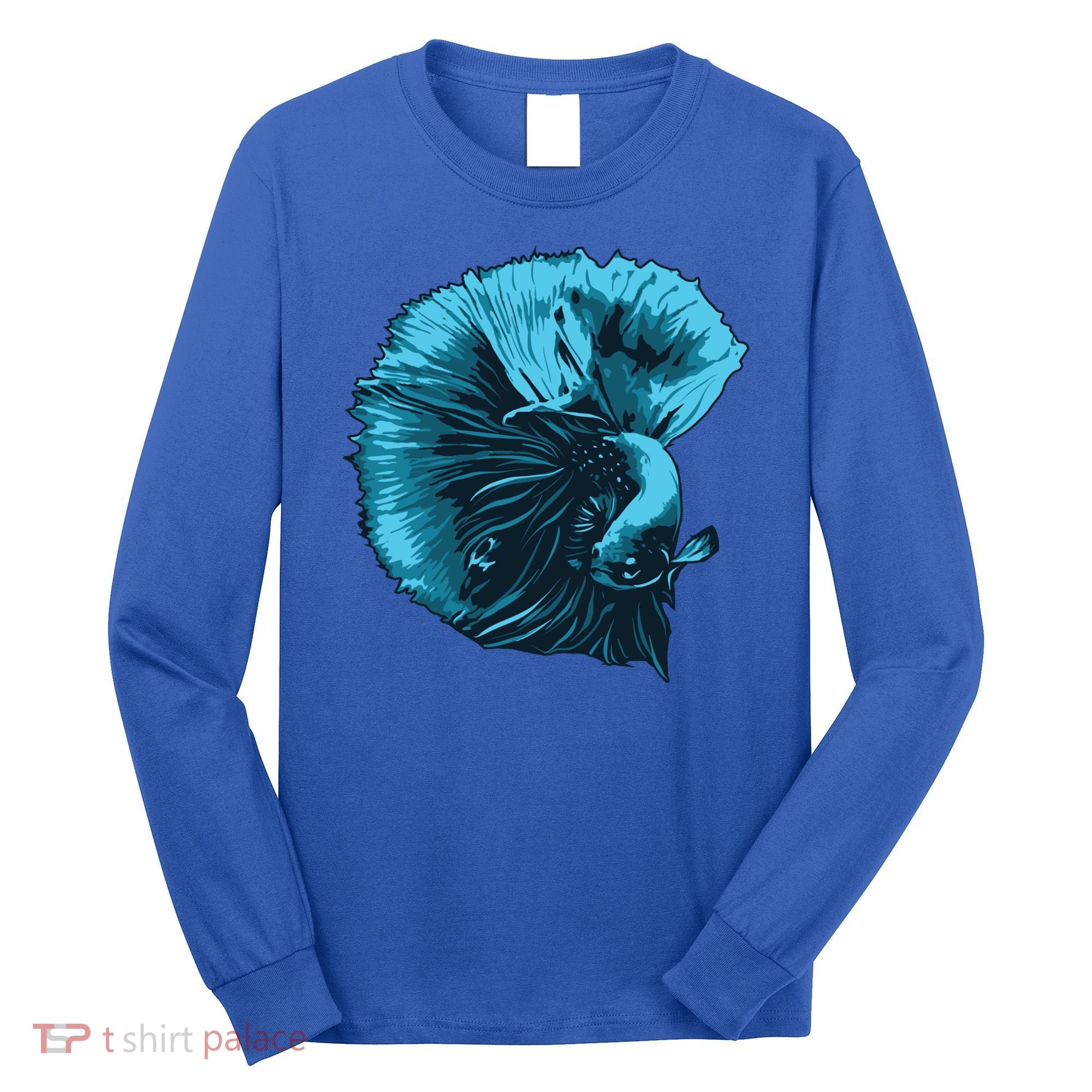 Blue Betta Fish And Siamese Fighting Fish Aquarium Owner Funny Gift Long Sleeve Shirt