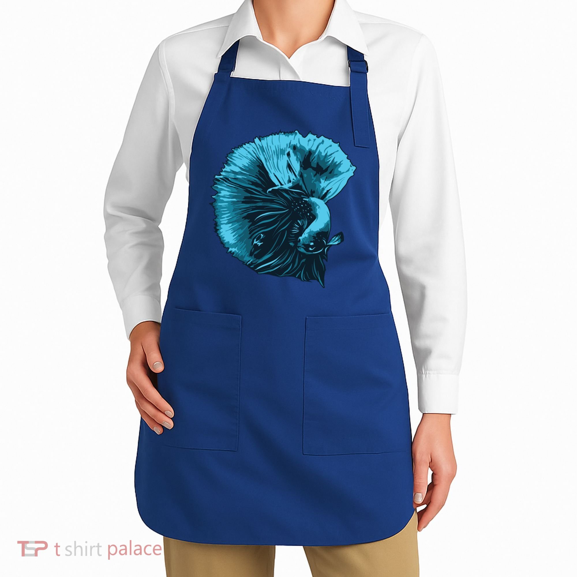Blue Betta Fish And Siamese Fighting Fish Aquarium Owner Funny Gift Apron