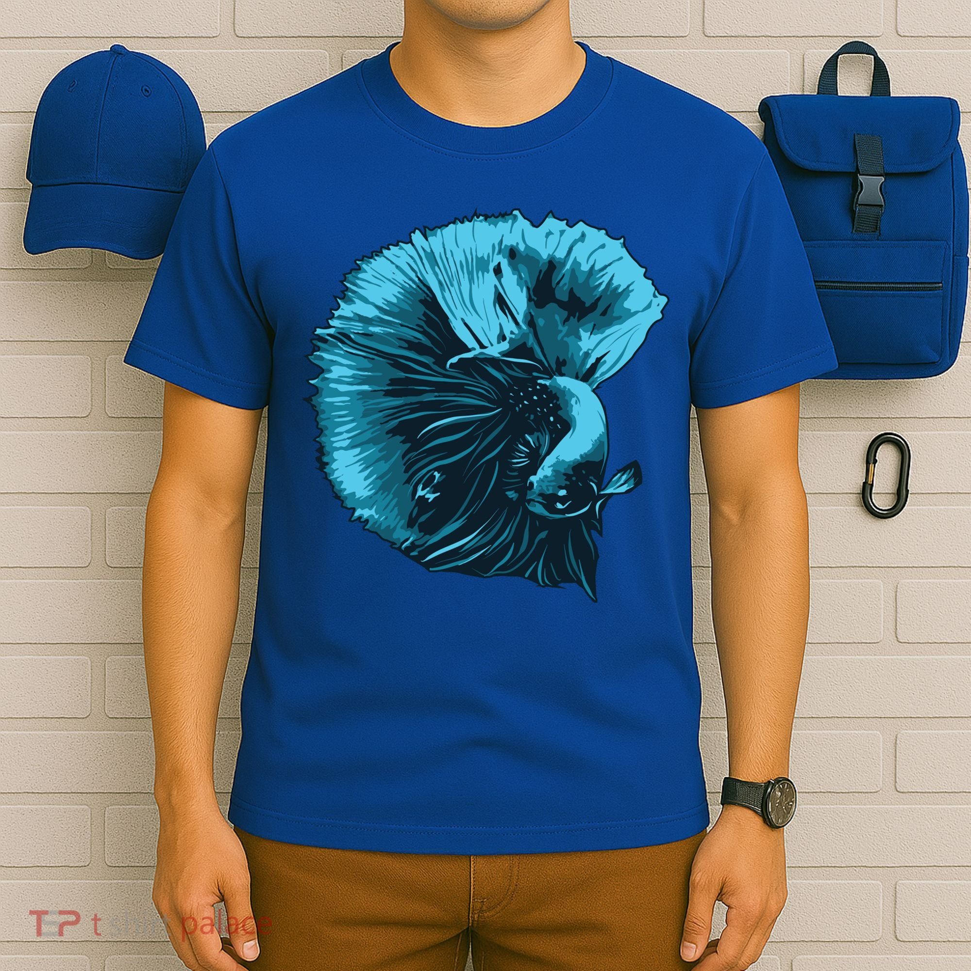 Blue Betta Fish And Siamese Fighting Fish Aquarium Owner Funny Gift T-Shirt