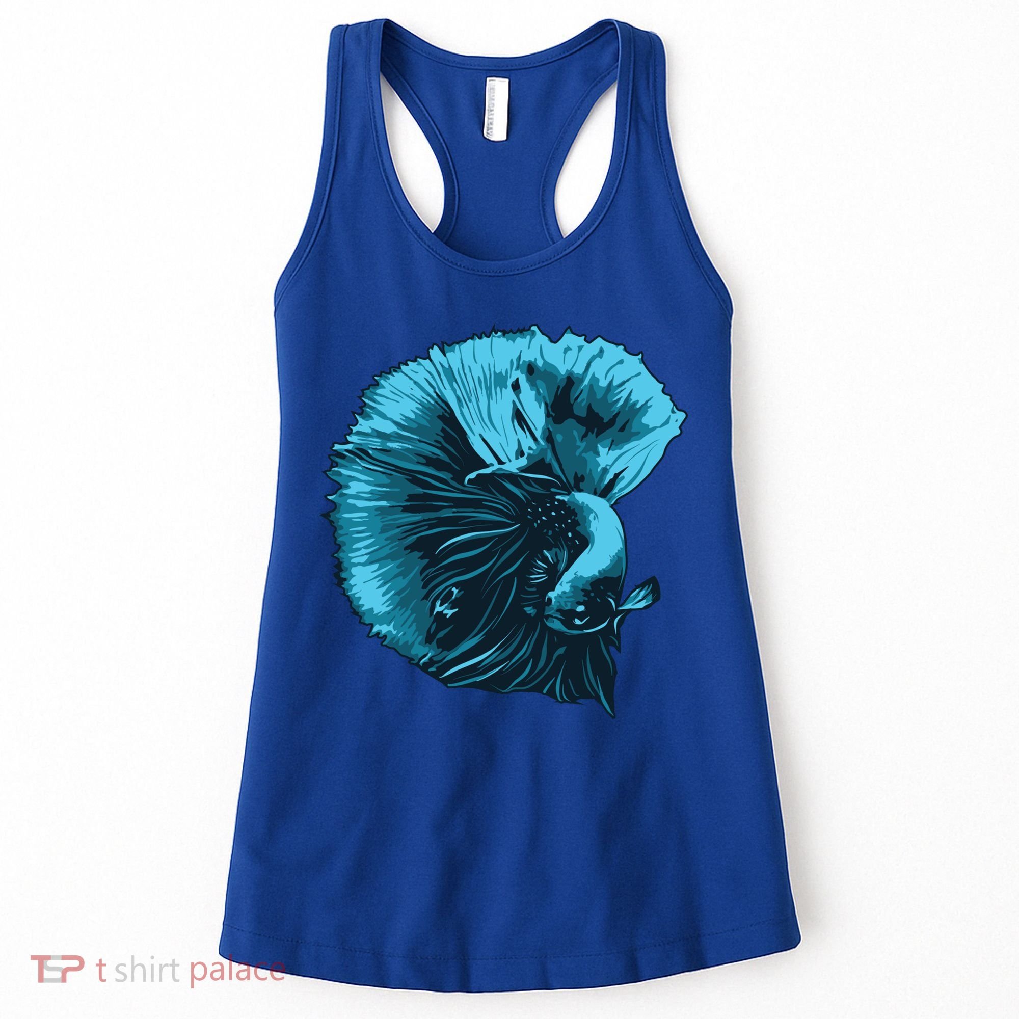 Blue Betta Fish And Siamese Fighting Fish Aquarium Owner Funny Gift Women's Tank Top