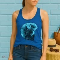 Blue Betta Fish And Siamese Fighting Fish Aquarium Owner Funny Gift Women's Tank Top thumb 2