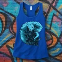 Blue Betta Fish And Siamese Fighting Fish Aquarium Owner Funny Gift Women's Tank Top thumb 3