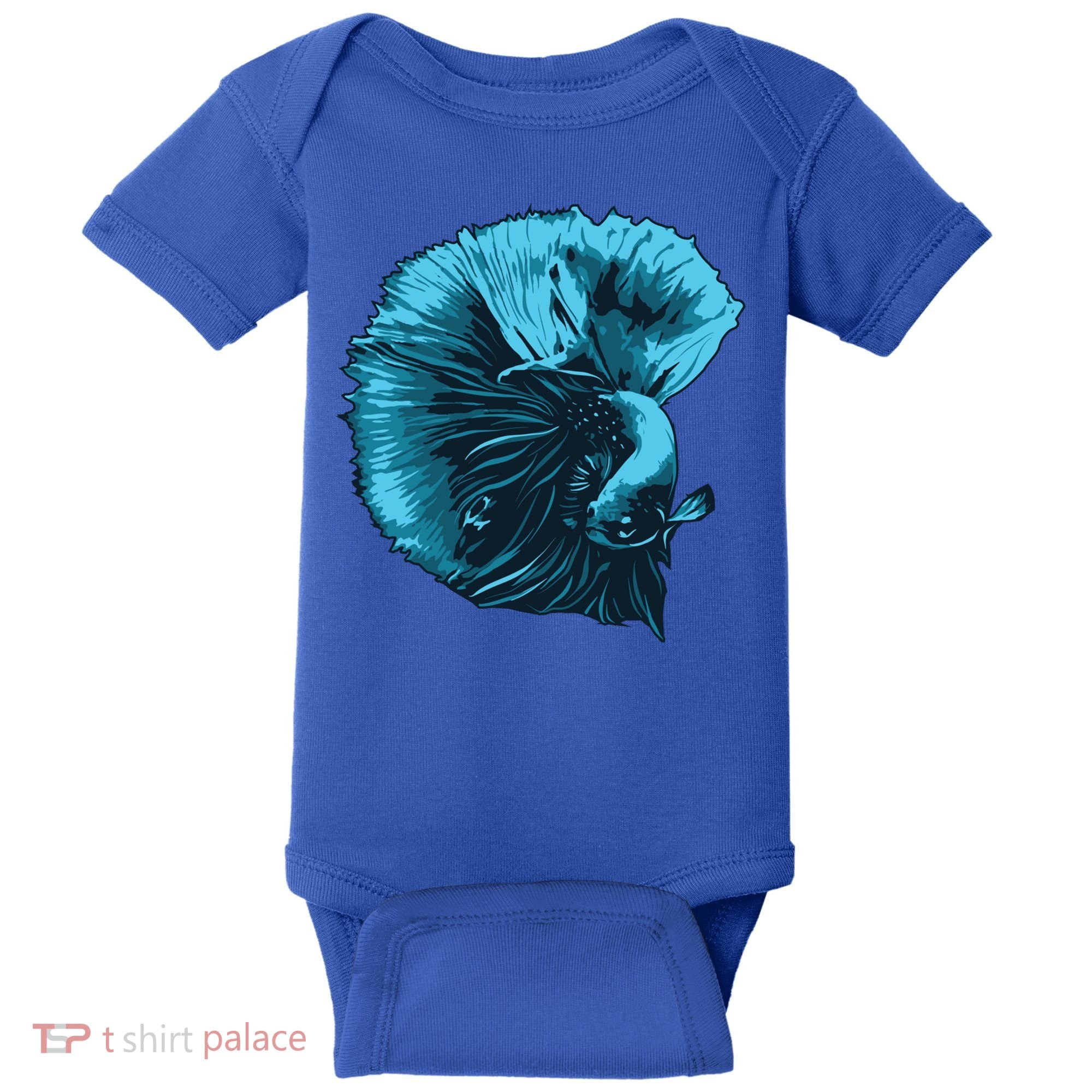Blue Betta Fish And Siamese Fighting Fish Aquarium Owner Funny Gift Baby Bodysuit