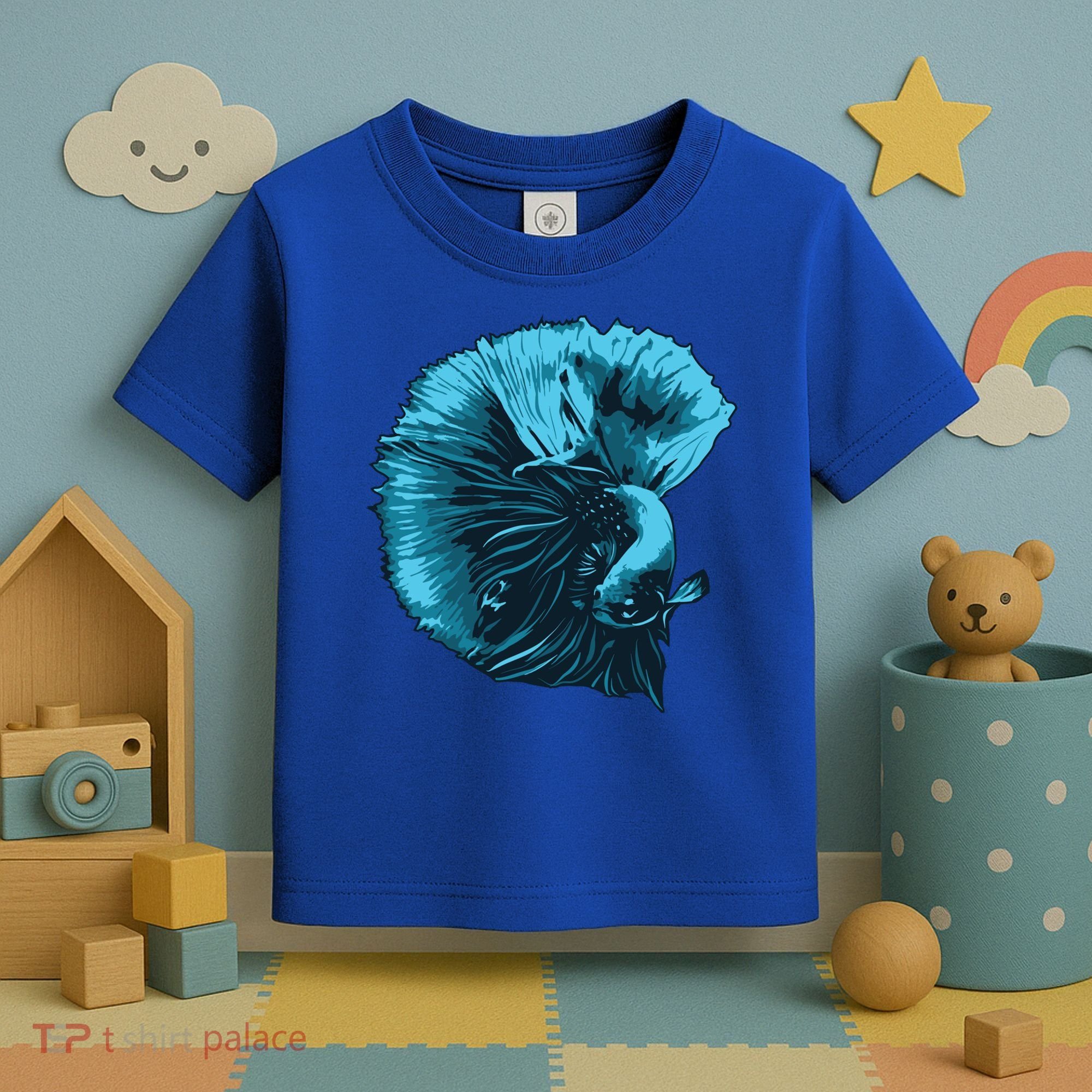 Blue Betta Fish And Siamese Fighting Fish Aquarium Owner Funny Gift Toddler T-Shirt