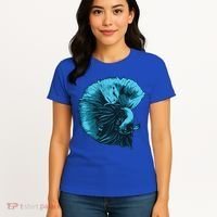 Blue Betta Fish And Siamese Fighting Fish Aquarium Owner Funny Gift Women's T-Shirt thumb 4
