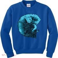 Blue Betta Fish And Siamese Fighting Fish Aquarium Owner Funny Gift Kids Sweatshirt thumb 0