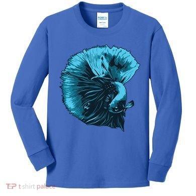 Blue Betta Fish And Siamese Fighting Fish Aquarium Owner Funny Gift Kids Long Sleeve Shirt