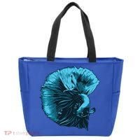 Blue Betta Fish And Siamese Fighting Fish Aquarium Owner Funny Gift Tote Bag thumb 0
