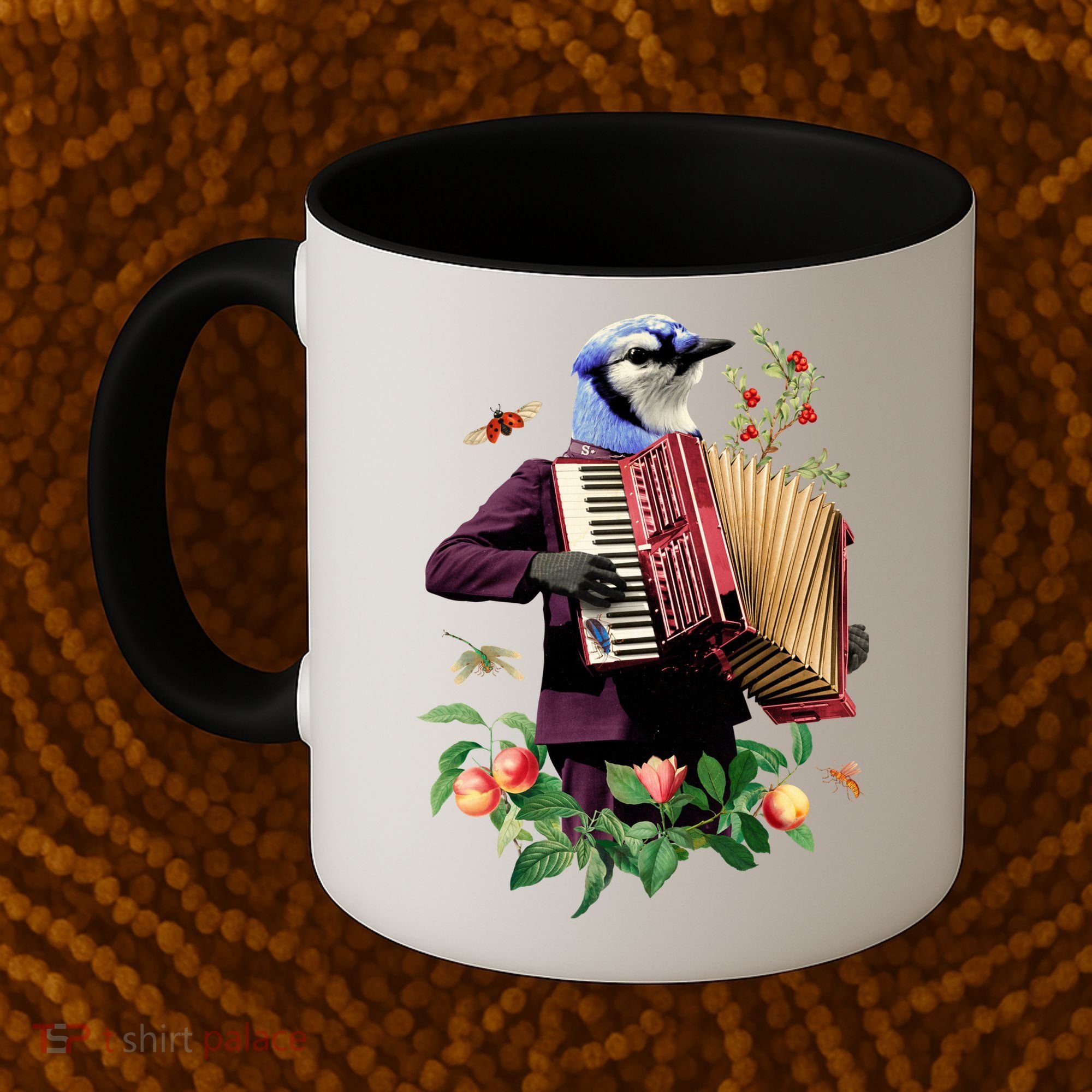 Blue Bird Fancy Animal Musician Coffee Mug
