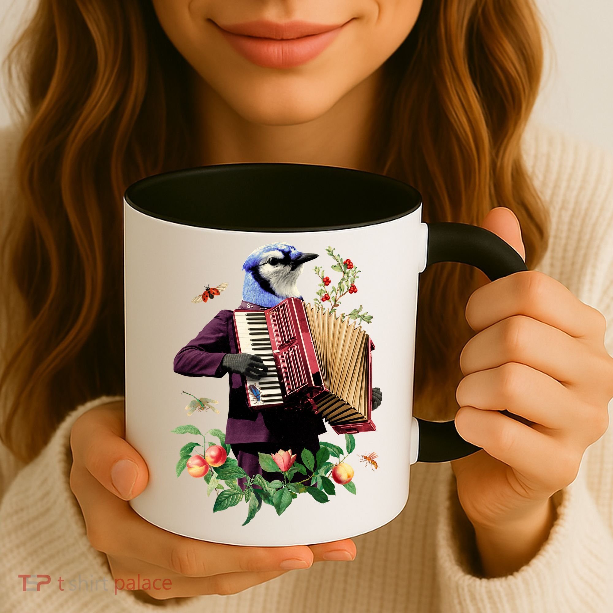 Blue Bird Fancy Animal Musician Coffee Mug