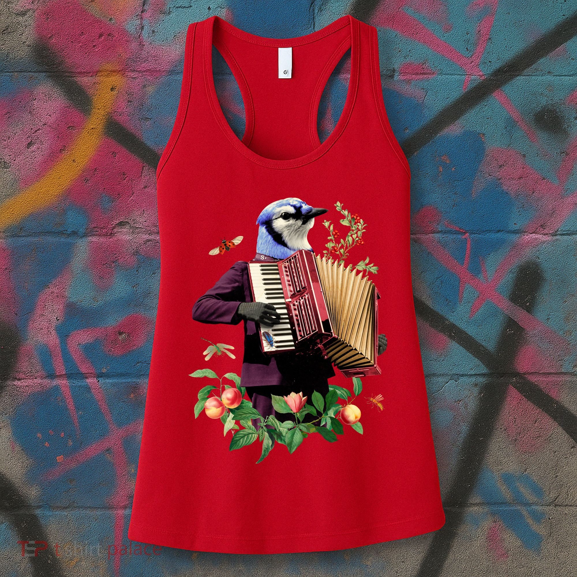 Blue Bird Fancy Animal Musician Women's Tank Top