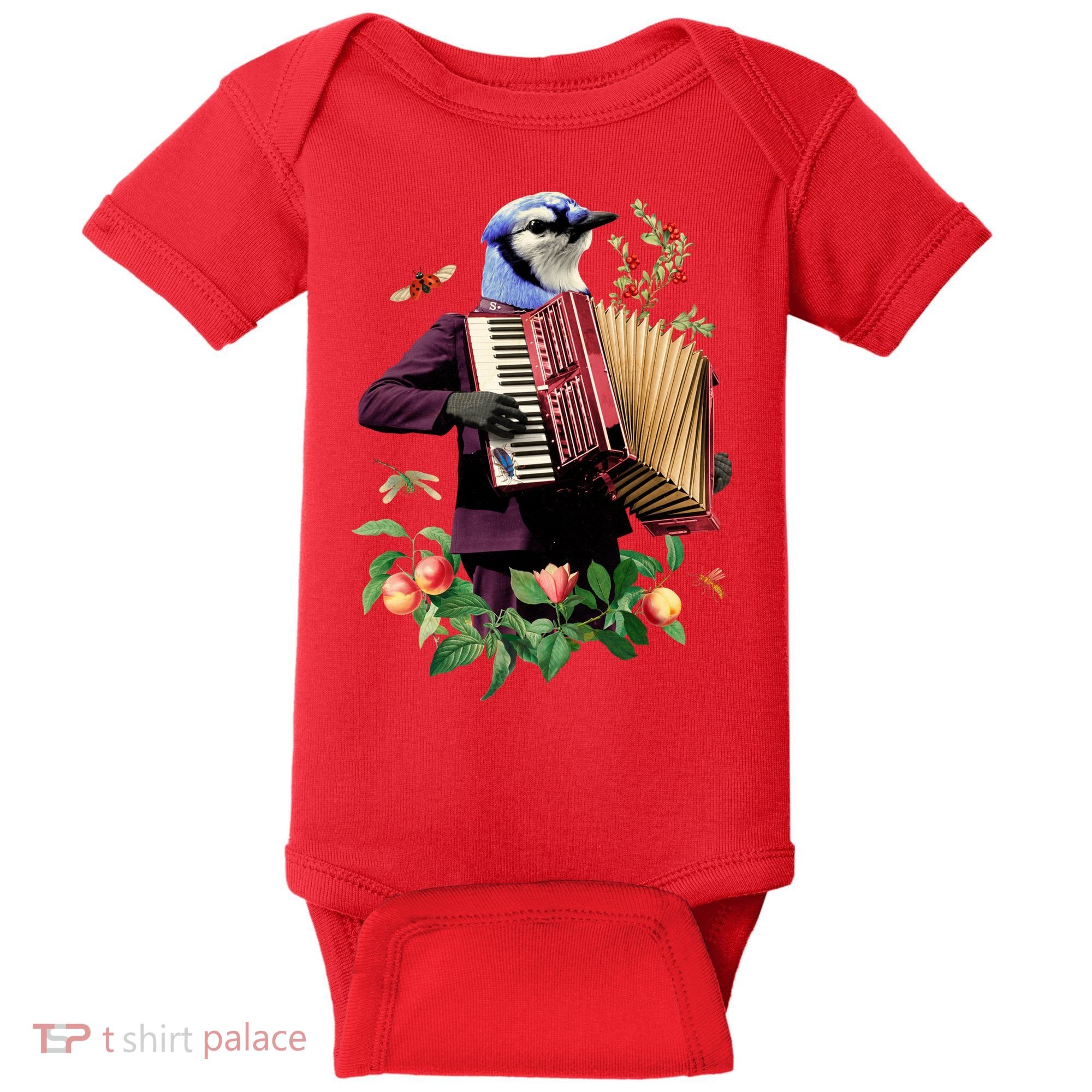 Blue Bird Fancy Animal Musician Baby Bodysuit