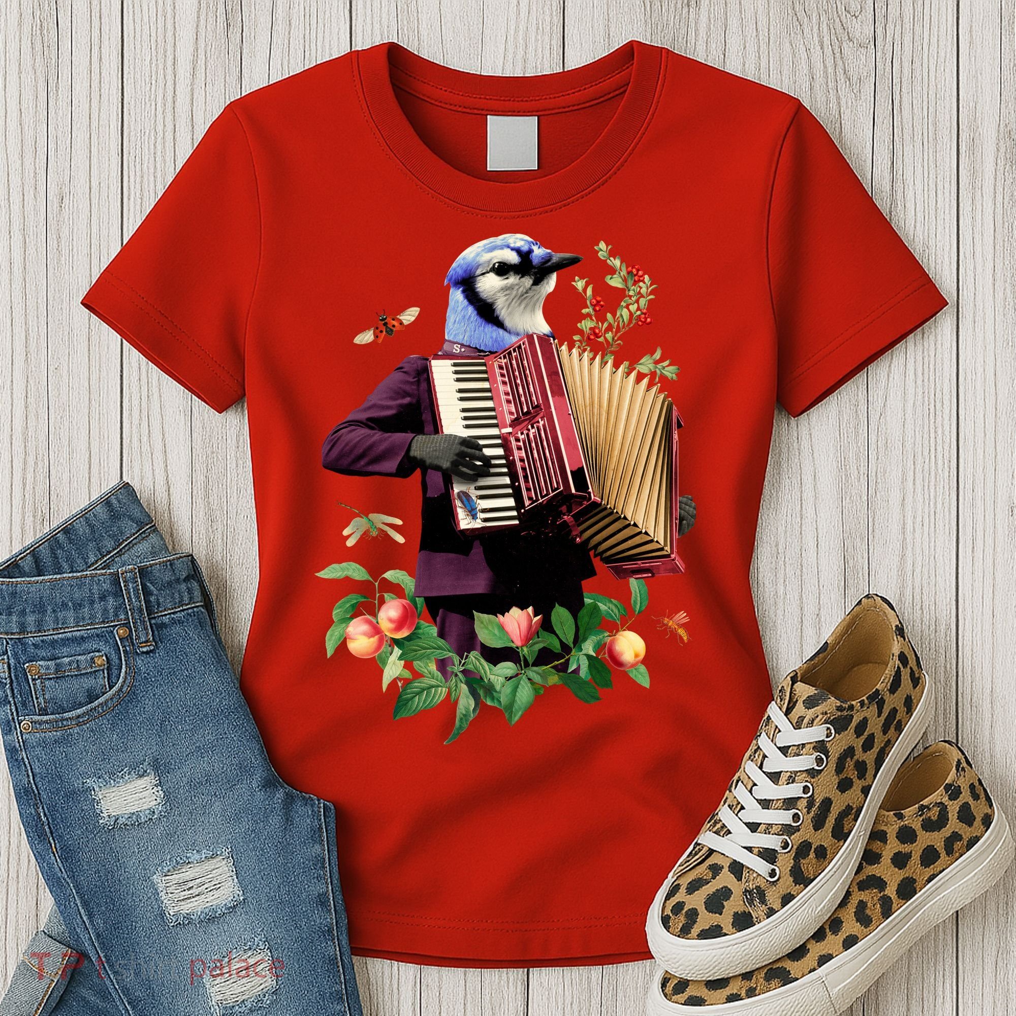 Blue Bird Fancy Animal Musician Women's T-Shirt