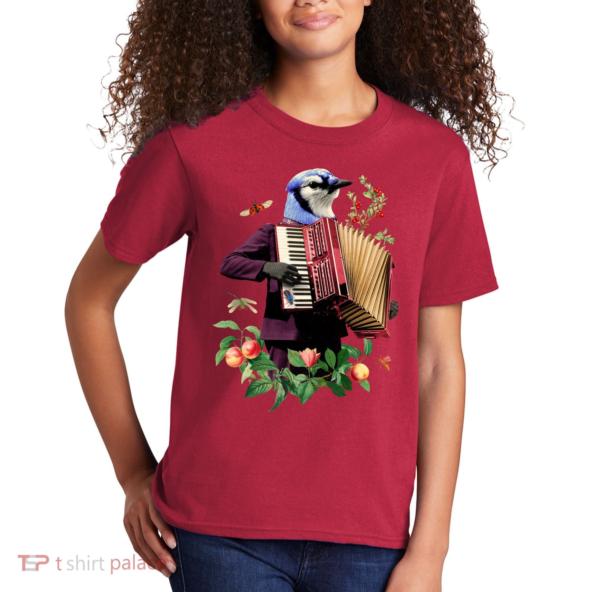 Blue Bird Fancy Animal Musician Kids T-Shirt