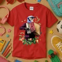 Blue Bird Fancy Animal Musician Kids T-Shirt thumb 3