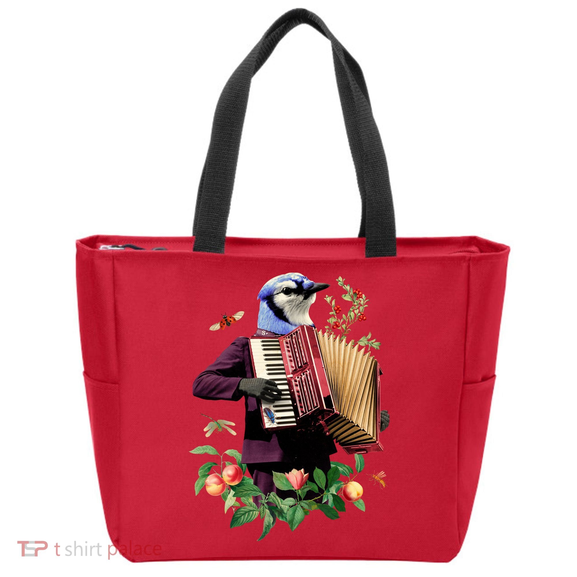 Blue Bird Fancy Animal Musician Tote Bag