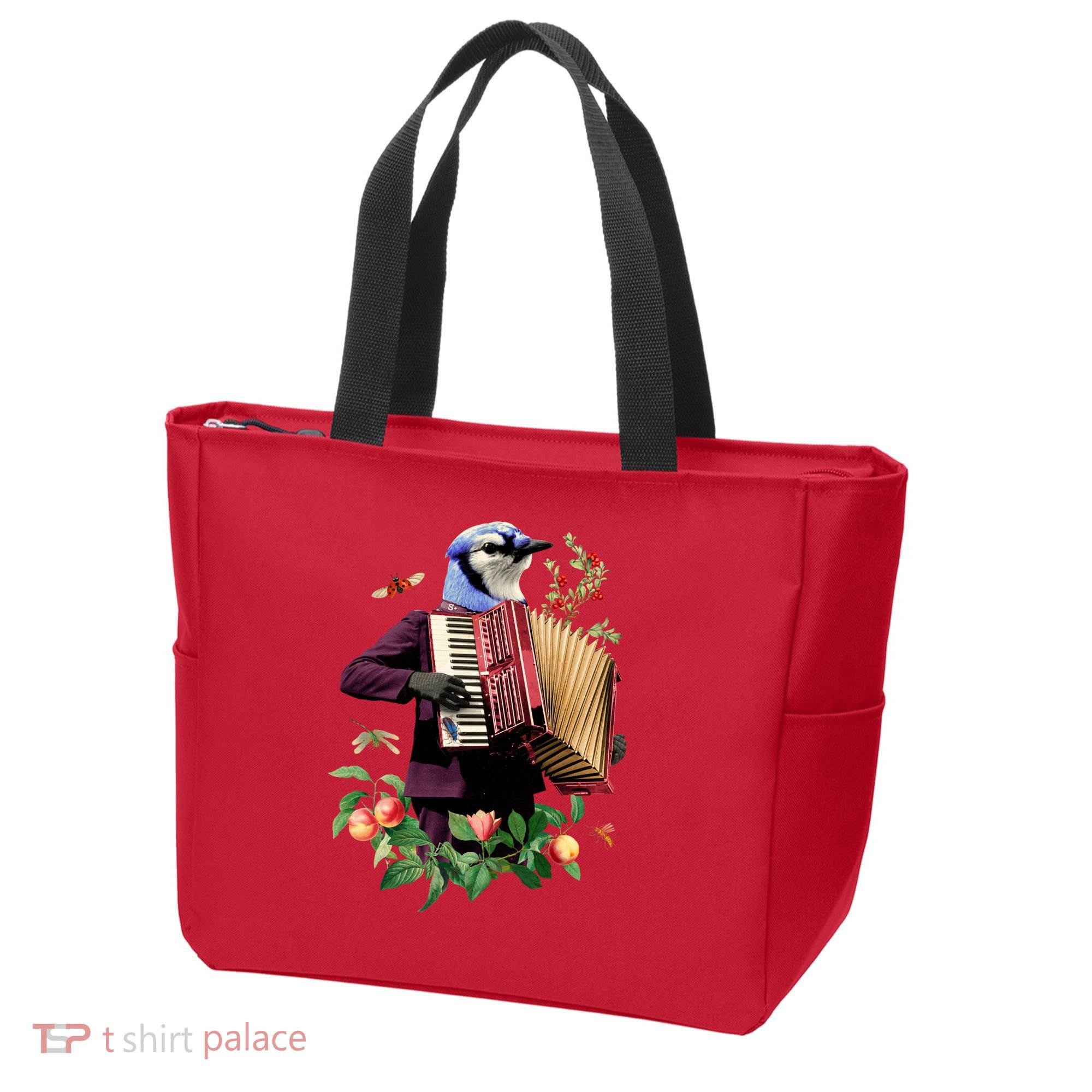 Blue Bird Fancy Animal Musician Tote Bag