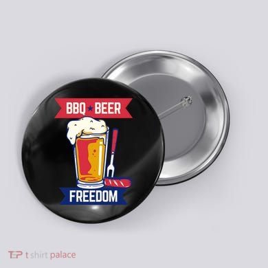 BBQ Beer Freedom America USA Party Summer Button