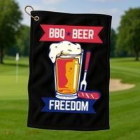 BBQ Beer Freedom America USA Party Summer Golf Towel thumb 1