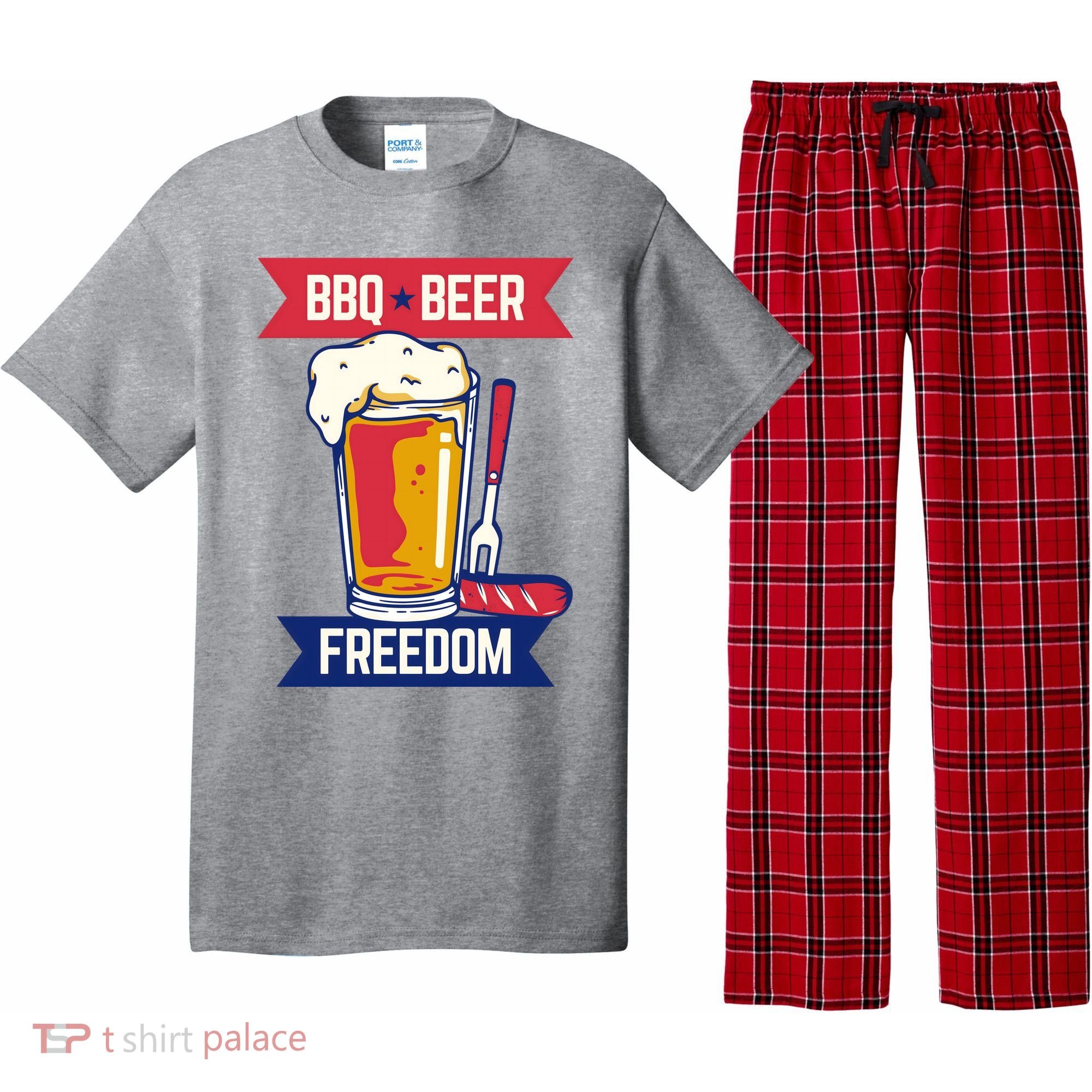 BBQ Beer Freedom America USA Party Summer Pajama Set