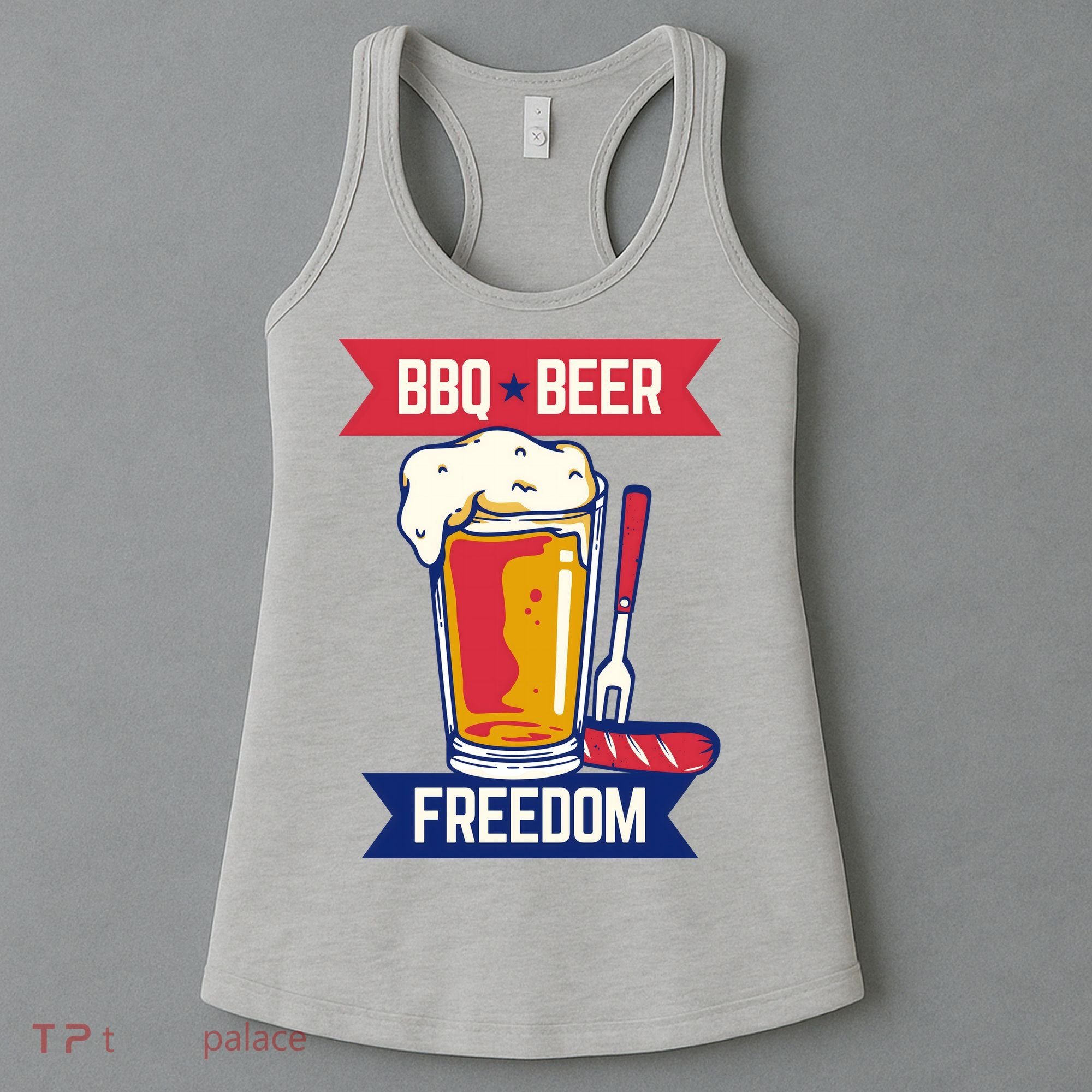 BBQ Beer Freedom America USA Party Summer Women's Tank Top