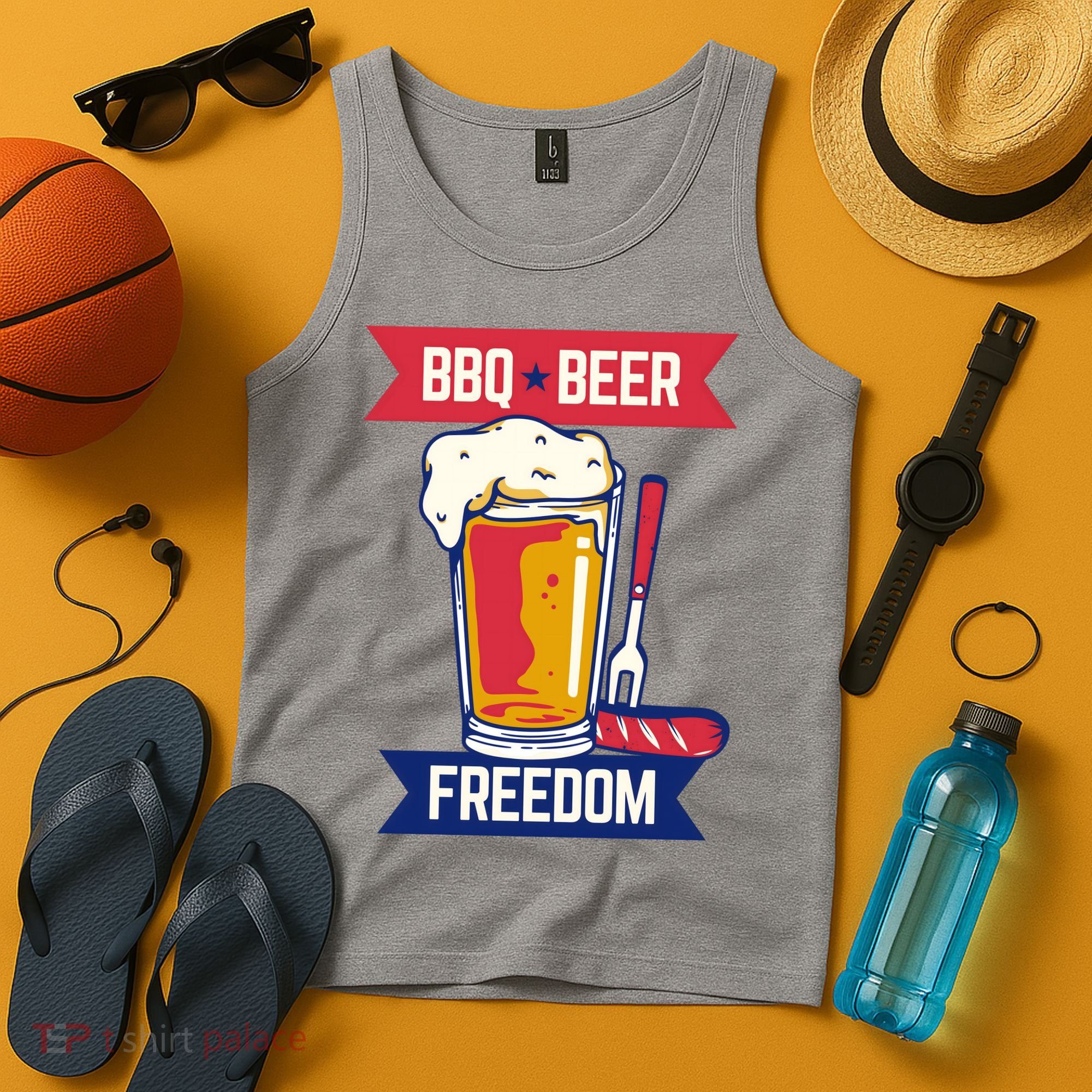 BBQ Beer Freedom America USA Party Summer Tank Top