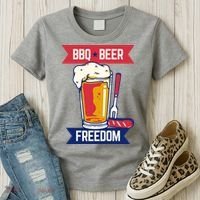 BBQ Beer Freedom America USA Party Summer Women's T-Shirt thumb 3