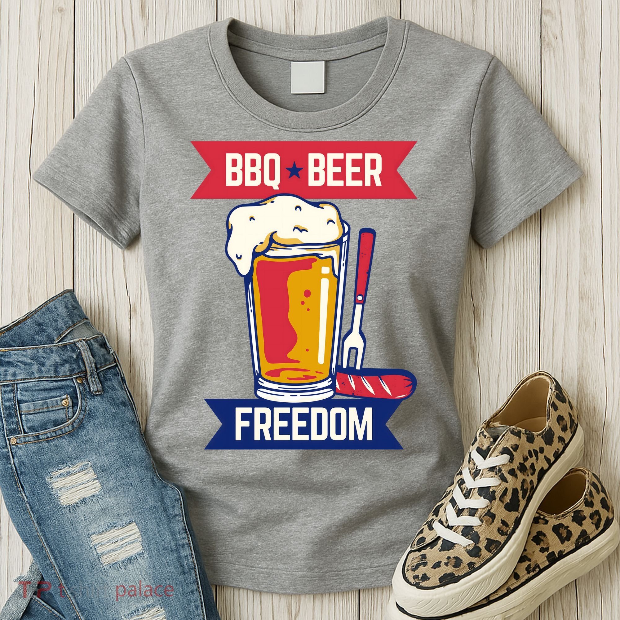 BBQ Beer Freedom America USA Party Summer Women's T-Shirt