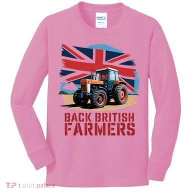 Back British Farmers Uk Farmers Protest Kids Long Sleeve Shirt