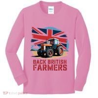 Back British Farmers Uk Farmers Protest Kids Long Sleeve Shirt thumb 0