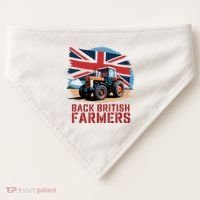 Back British Farmers Uk Farmers Protest USA-Made Doggie Bandana thumb 0