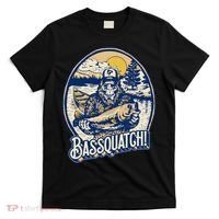 Bassquatch! Bass Fisherman Sasquatch Funny Bigfoot Fishing T-Shirt thumb 0