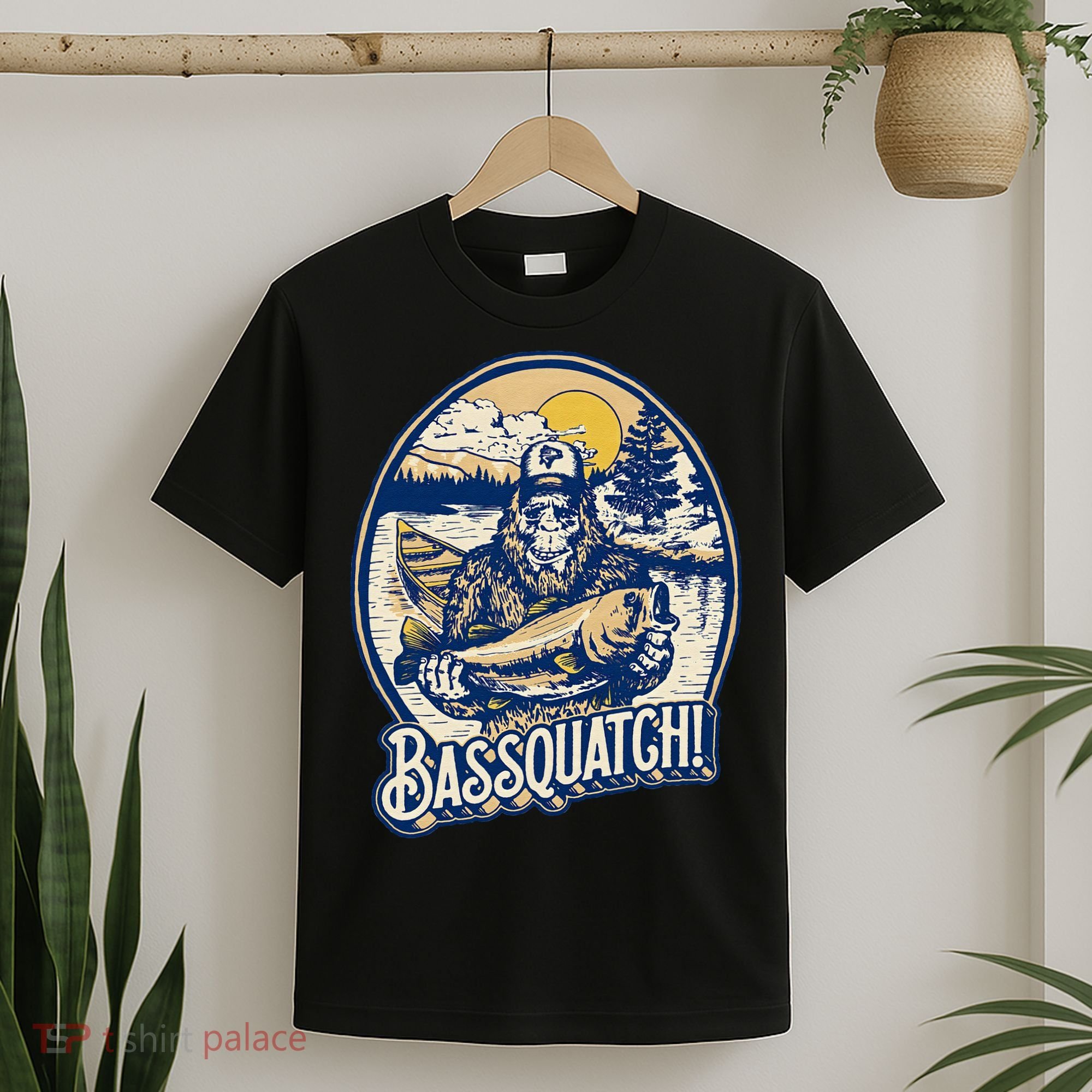 Bassquatch! Bass Fisherman Sasquatch Funny Bigfoot Fishing T-Shirt