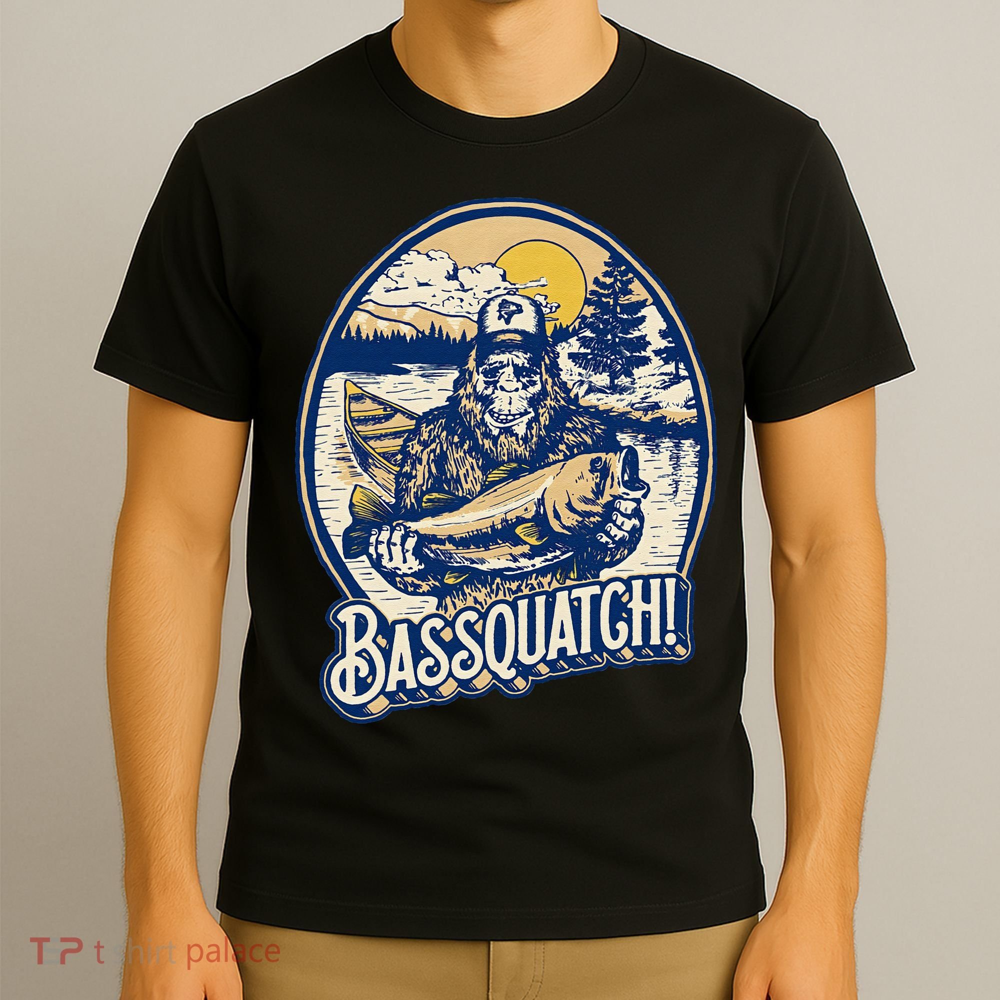 Bassquatch! Bass Fisherman Sasquatch Funny Bigfoot Fishing T-Shirt