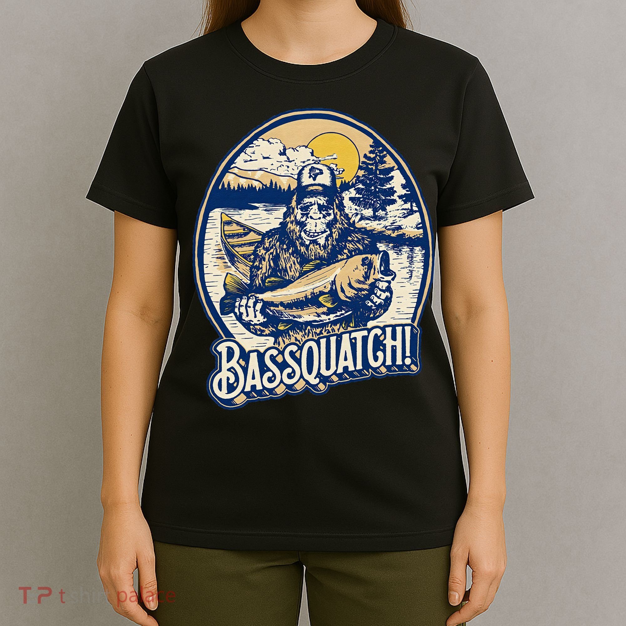 Bassquatch! Bass Fisherman Sasquatch Funny Bigfoot Fishing T-Shirt